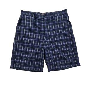 Kirkland Signature Performance Golf Tennis Shorts Blue Plaid Men's 36 10" Inseam